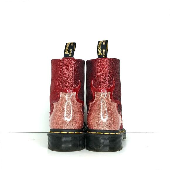 Dr Martens Pascal Flame Red Glitter Ankle Boots Women’s 5 Shoes - Picture 9 of 13